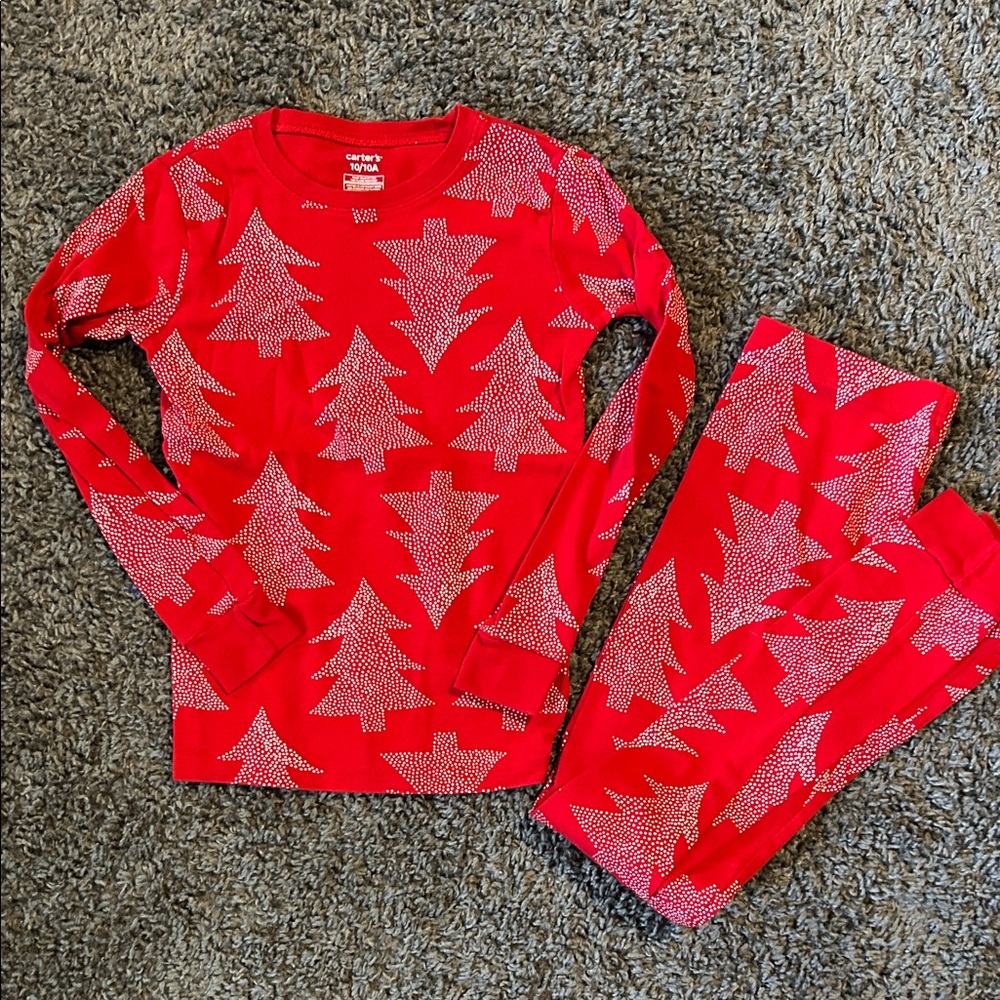 Carter's Festive Red Pajama Set with White Trees